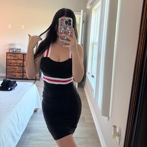 Victoria Sport by Victoria’s Secret Black Bodycon Dress - Pink & White Stripe